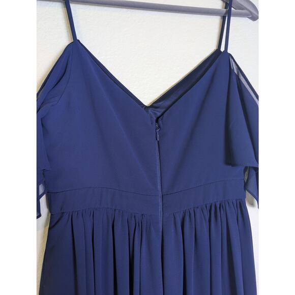 Lulus Ways Of Desire Blue Chiffon Flutter Sleeve Maxi Dress Women Size M Formal - Picture 6 of 10
